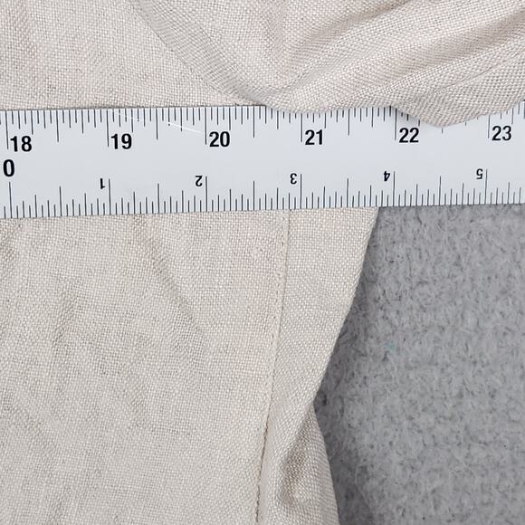 CHICOS Jacket Womens Size 2 US Large Beige Open Front 100% Linen Mandarin Collar - Picture 3 of 16